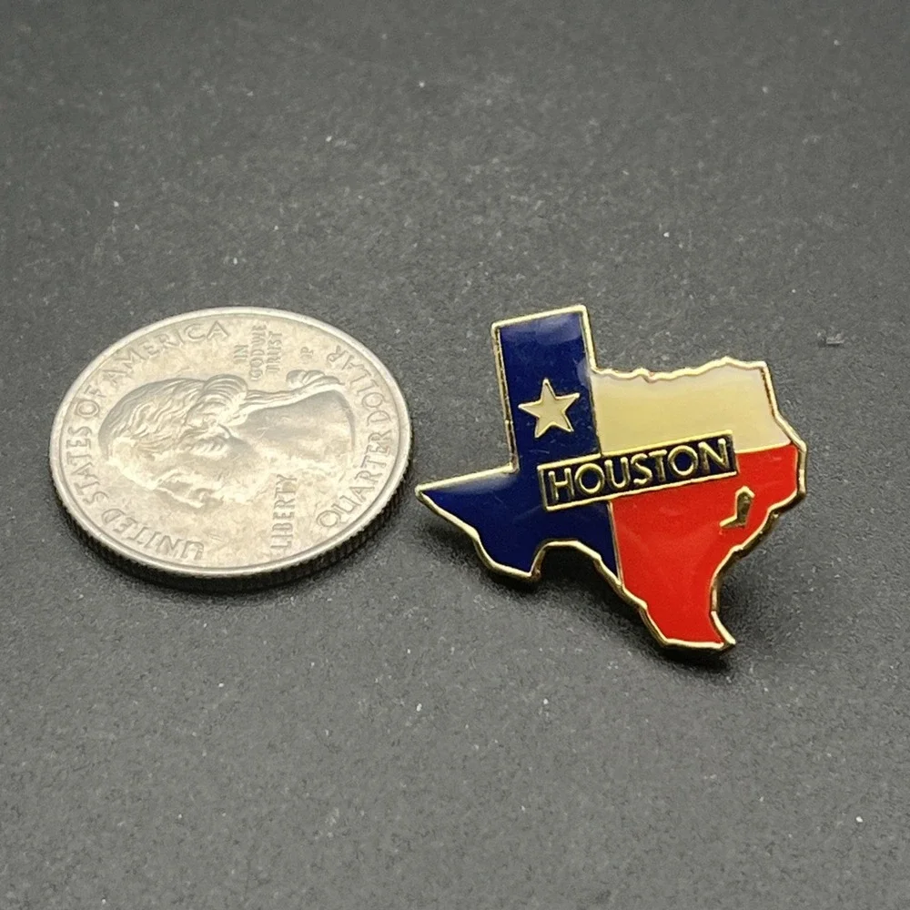 Houston Texas State Flag Outline Lapel Hat Pin Lone Star Souvenir Travel Enamel